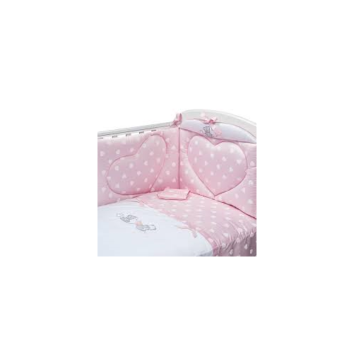 Set piumetto letto 3 pz. ric. Sfil. CUORI (piumetto imbottit