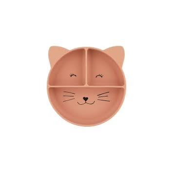 piatto silicone con scomparti gattino rosa